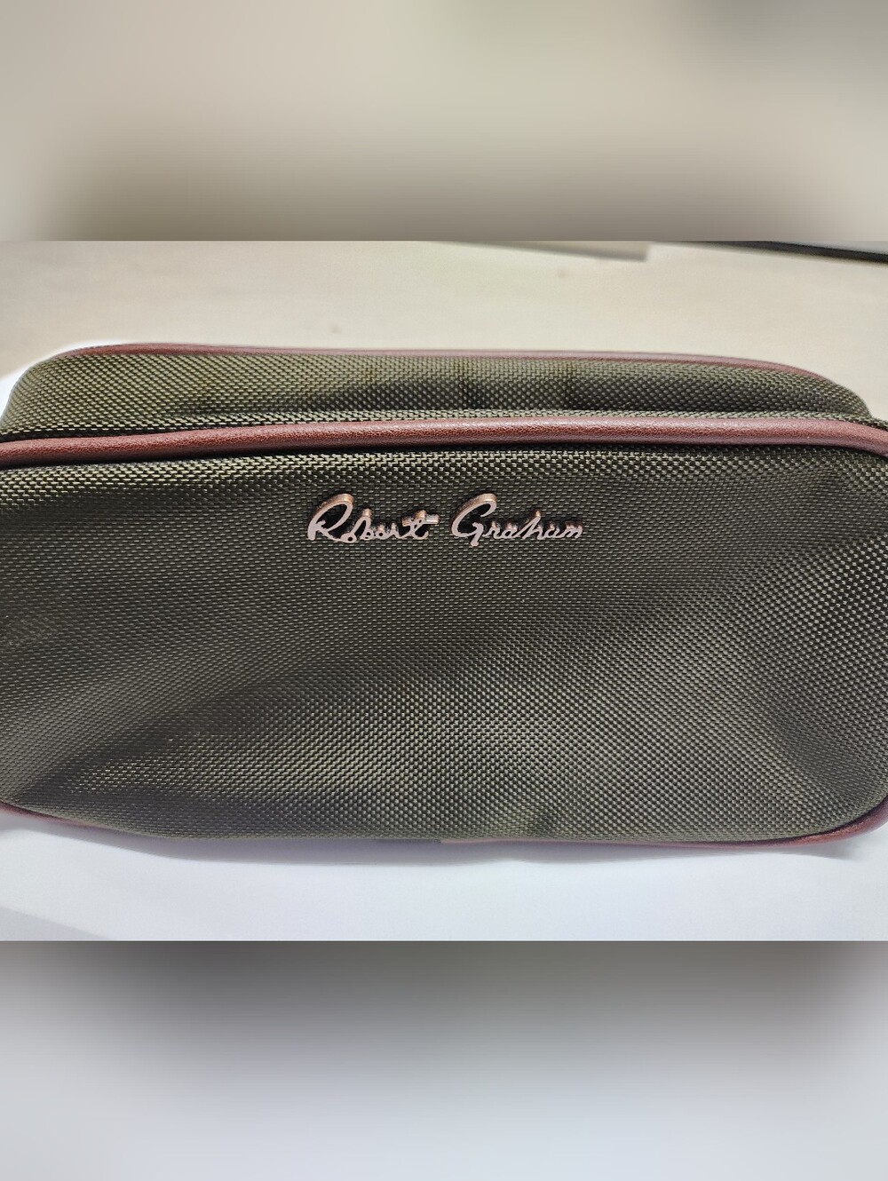 Robert Graham Olive Green and Brown Men's Travel Pouch - Picture 2 of 7